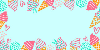 蓝色小清新夏天冰淇淋展板背景